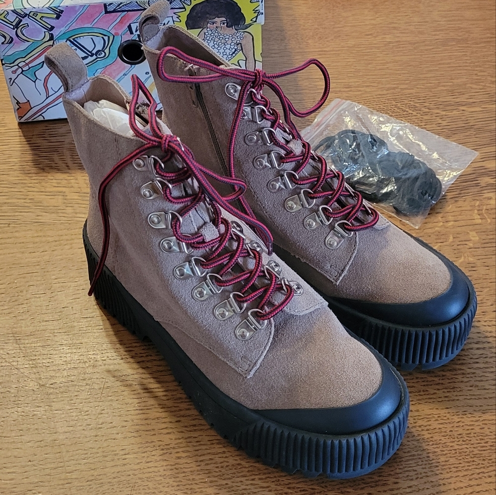 Jeffeey Campbell Finches Hiking Boots - Dark Beige Suede - Picture 7 of 13